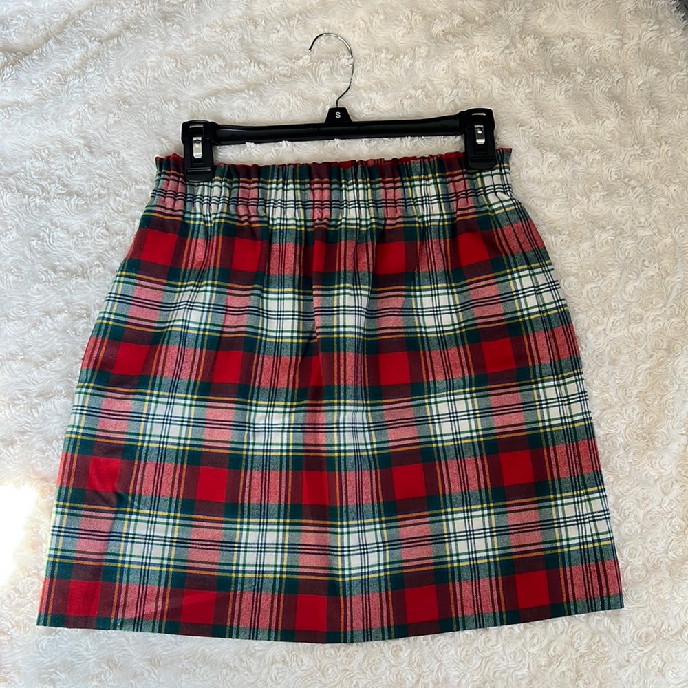 J. Crew Red and Green Plaid Mini Skirt